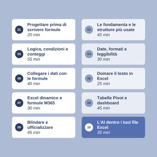 Excel Crash Course - Il Mio Template - Base